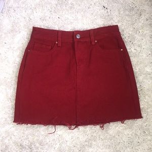 adorable red pacsun denim skirt